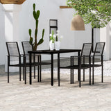 5 Piece Patio Dining Set Black