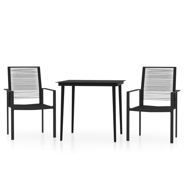 3 Piece Patio Dining Set Black