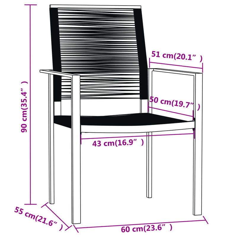 3 Piece Patio Dining Set Black