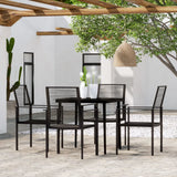 5 Piece Patio Dining Set Black