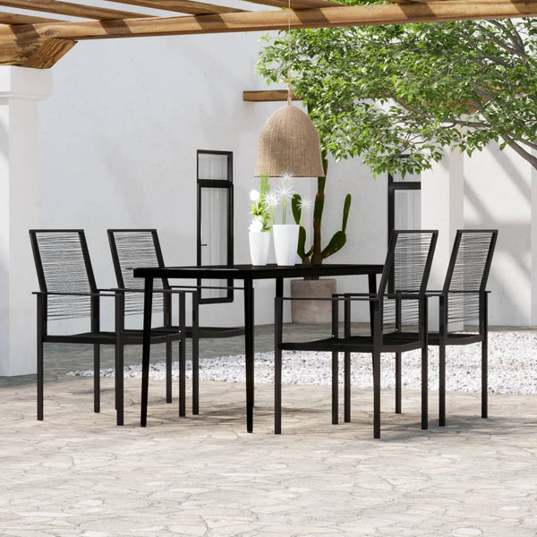 5 Piece Patio Dining Set Black