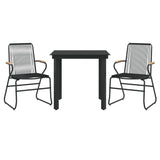 3 Piece Patio Dining Set Black PVC Rattan