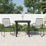 3 Piece Patio Dining Set Black PVC Rattan