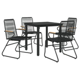 5 Piece Patio Dining Set Black PVC Rattan