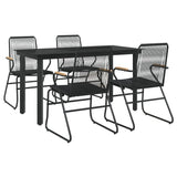 5 Piece Patio Dining Set Black PVC Rattan