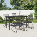 5 Piece Patio Dining Set Black PVC Rattan