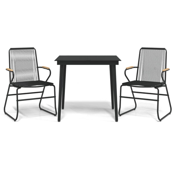 3 Piece Patio Dining Set Black PVC Rattan