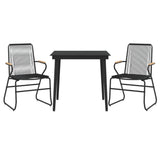 3 Piece Patio Dining Set Black PVC Rattan