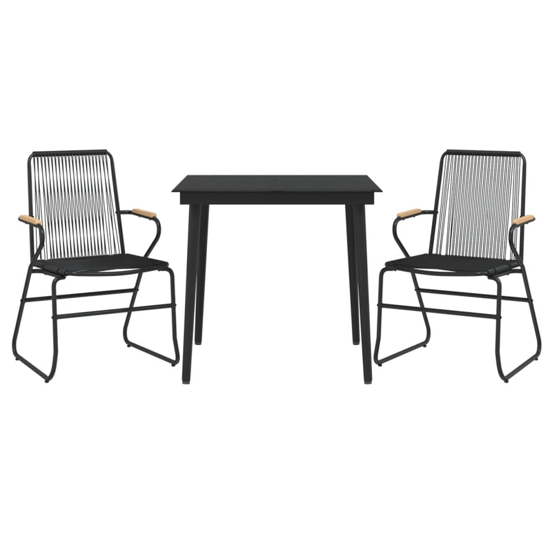 3 Piece Patio Dining Set Black PVC Rattan