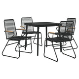 5 Piece Patio Dining Set Black PVC Rattan