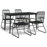 5 Piece Patio Dining Set Black PVC Rattan