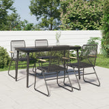 5 Piece Patio Dining Set Black PVC Rattan