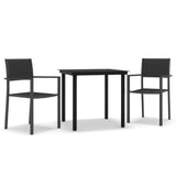 3 Piece Patio Dining Set Black