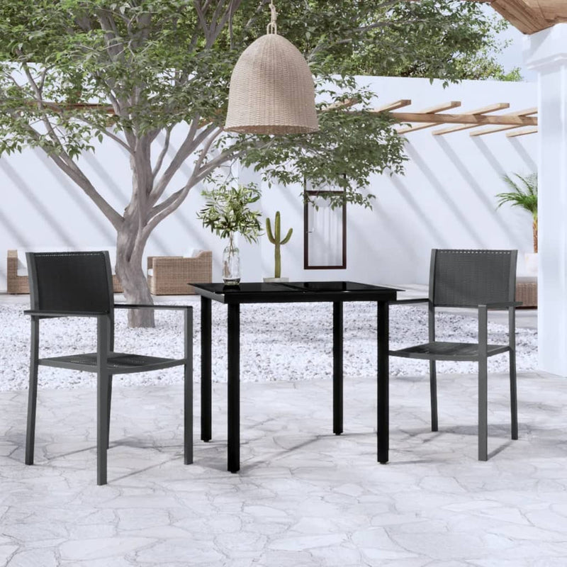 3 Piece Patio Dining Set Black