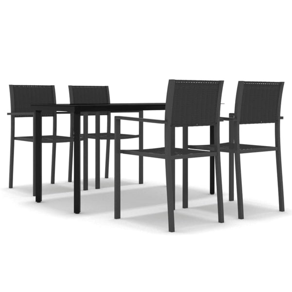 5 Piece Patio Dining Set Black