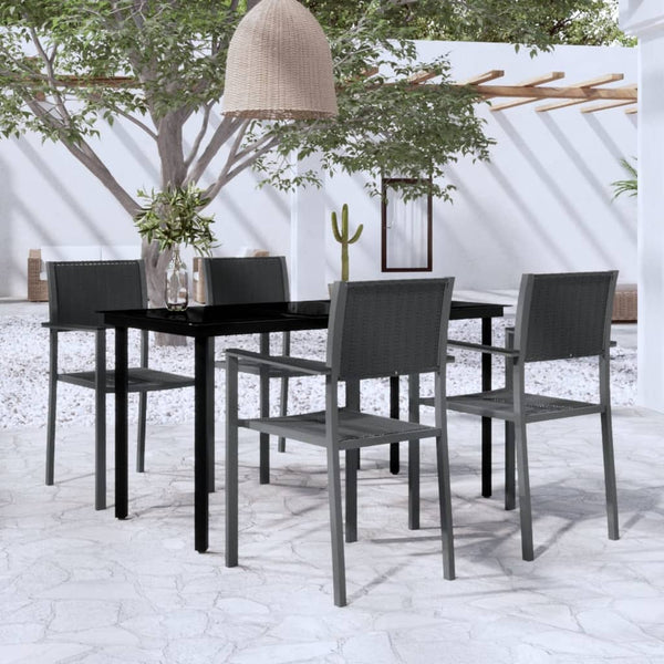 5 Piece Patio Dining Set Black