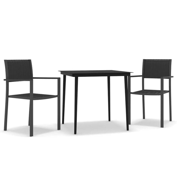 3 Piece Patio Dining Set Black