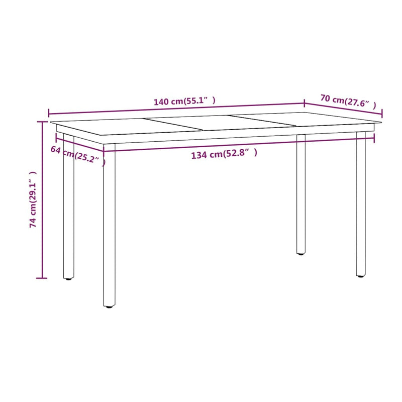 7 Piece Patio Dining Set with Cushions Black