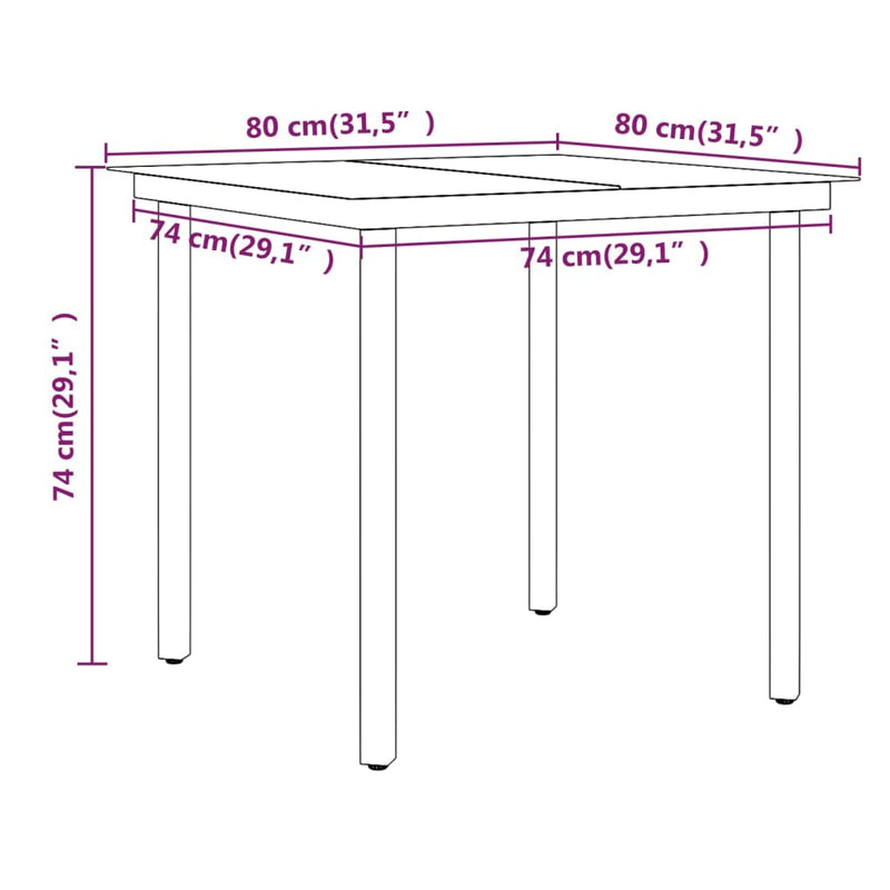 3 Piece Patio Dining Set with Cushions Brown and Black