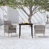 3 Piece Patio Dining Set with Cushions Gray and Black