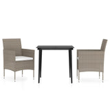 3 Piece Patio Dining Set with Cushions Beige and Black