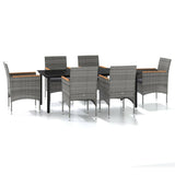 7 Piece Patio Dining Set with Cushions Gray and Black