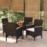 5 Piece Patio Dining Set with Cushions Black