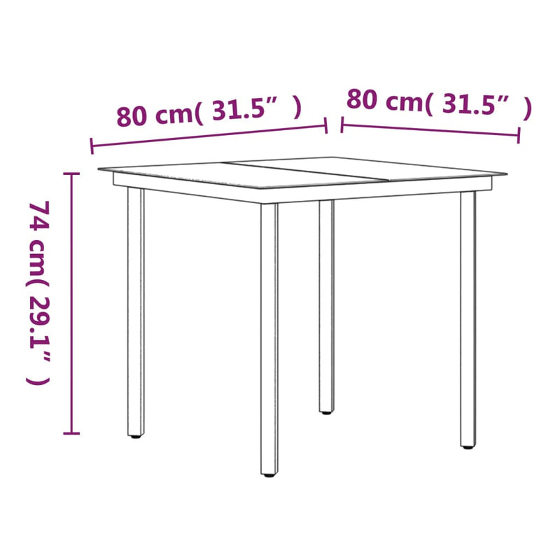 3 Piece Patio Dining Set with Cushions Black