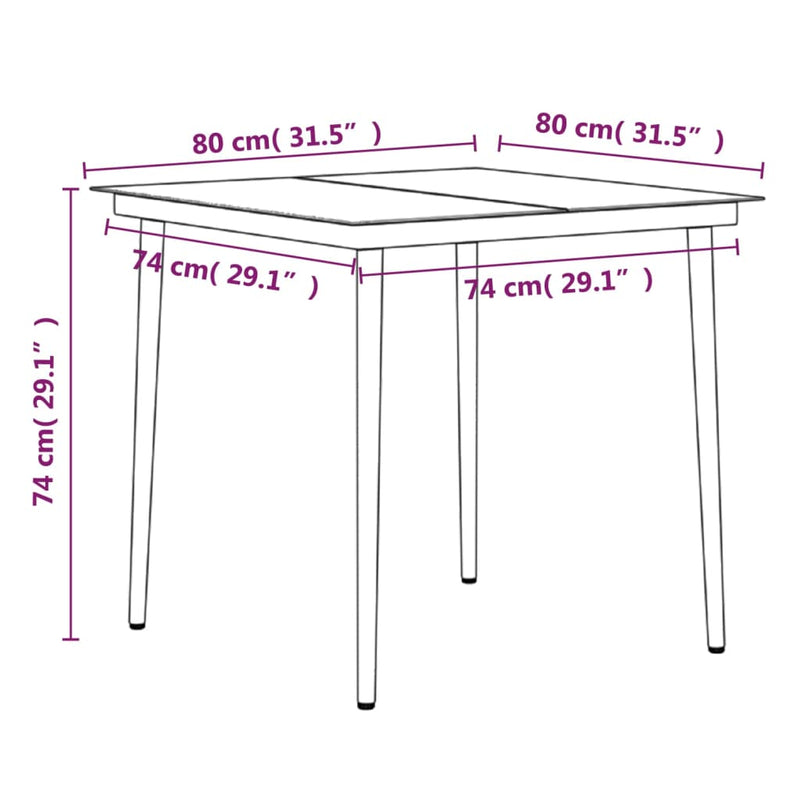 3 Piece Patio Dining Set with Cushions Black