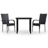 3 Piece Patio Dining Set Black