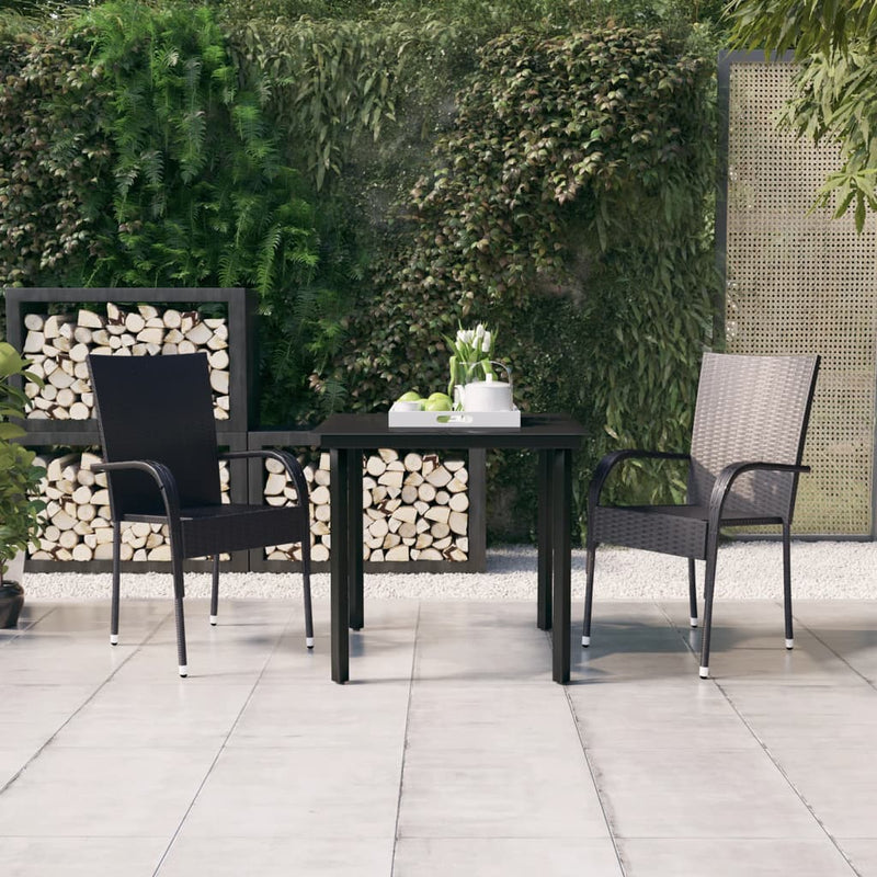 3 Piece Patio Dining Set Black