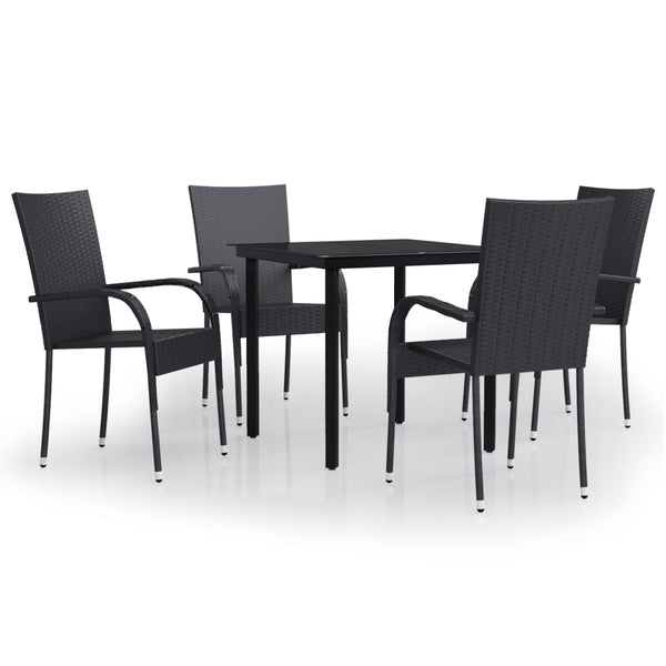 5 Piece Patio Dining Set Black