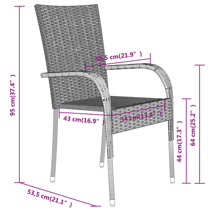 5 Piece Patio Dining Set Black