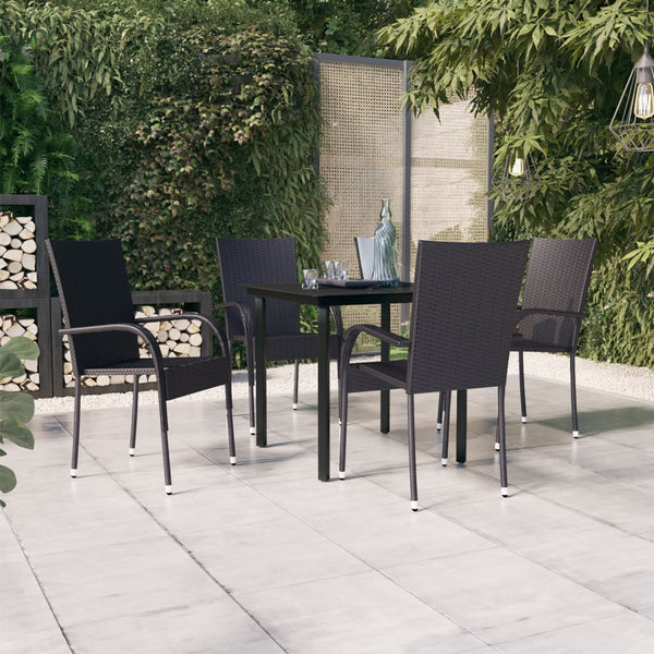 5 Piece Patio Dining Set Black