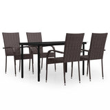 5 Piece Patio Dining Set Brown and Black