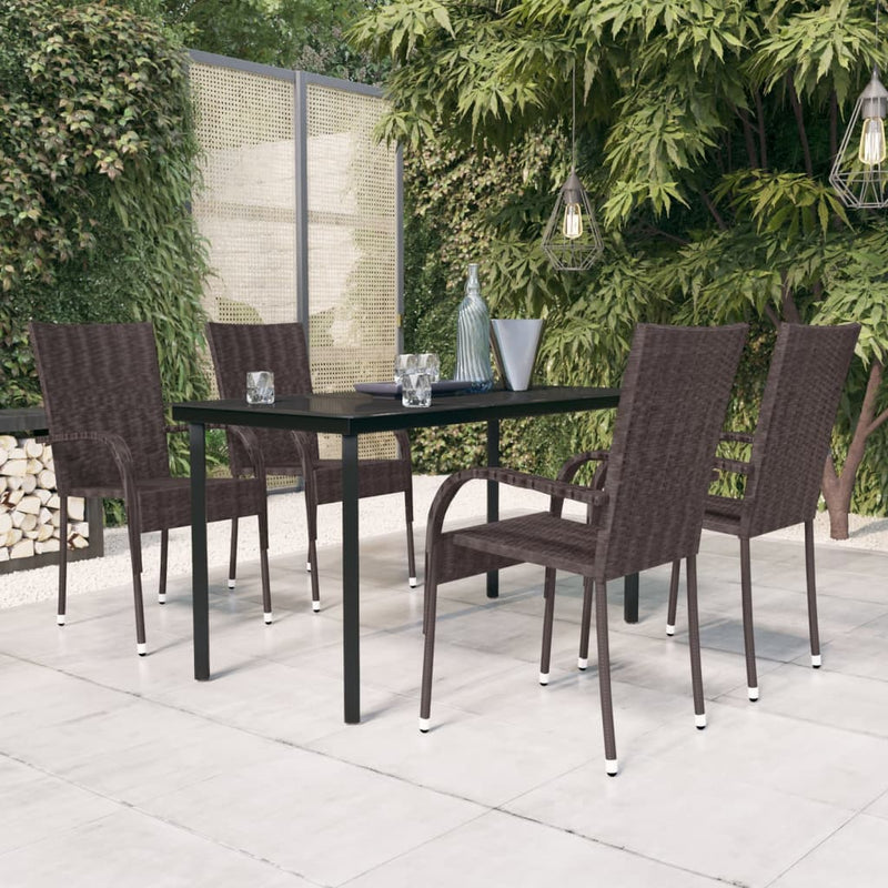 5 Piece Patio Dining Set Brown and Black