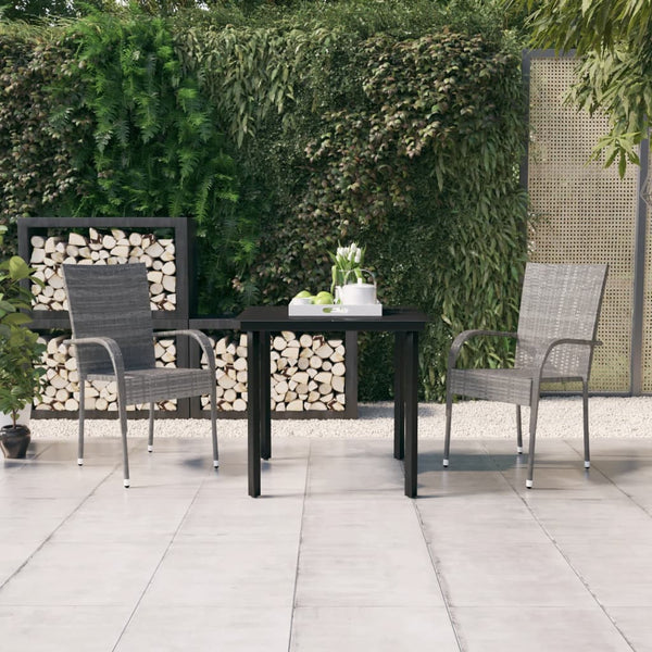 3 Piece Patio Dining Set Gray and Black