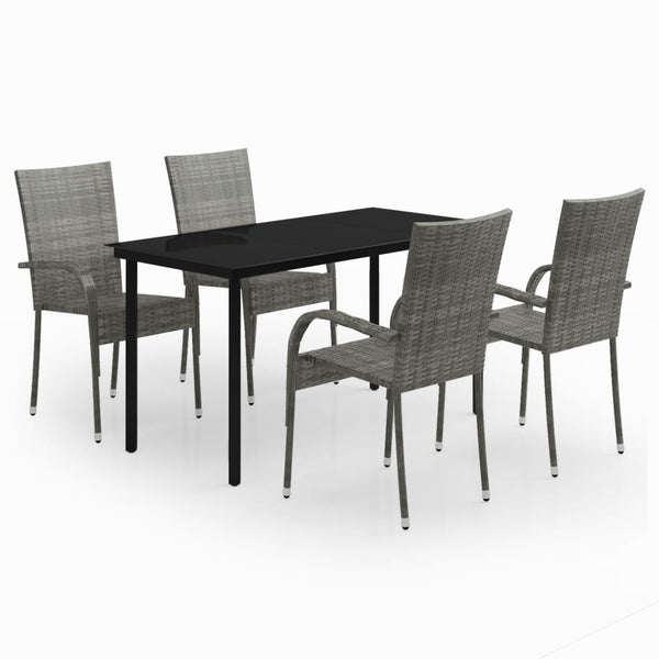 5 Piece Patio Dining Set Gray and Black