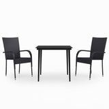 3 Piece Patio Dining Set Black