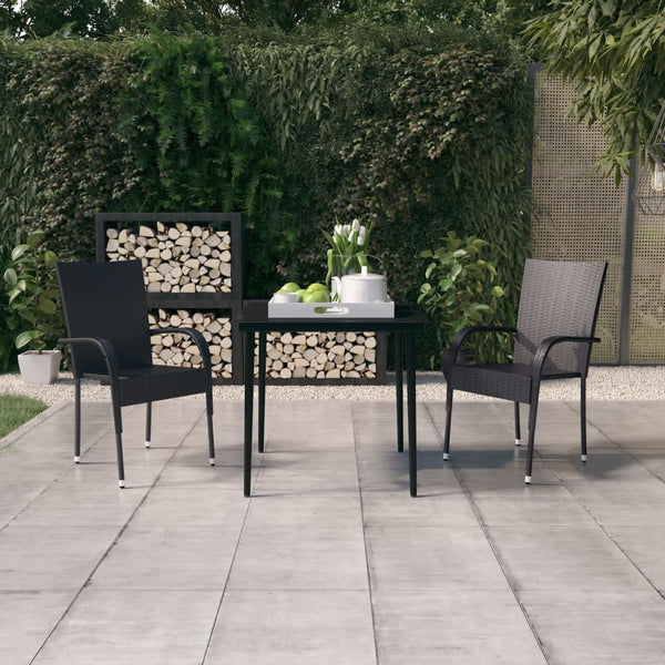 3 Piece Patio Dining Set Black