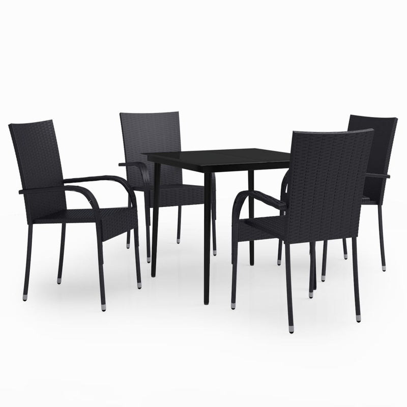 5 Piece Patio Dining Set Black