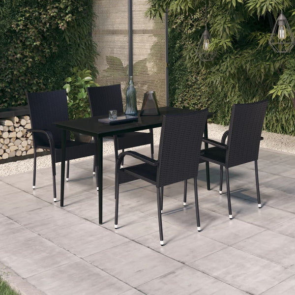 5 Piece Patio Dining Set Black