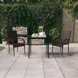 3 Piece Patio Dining Set Brown and Black