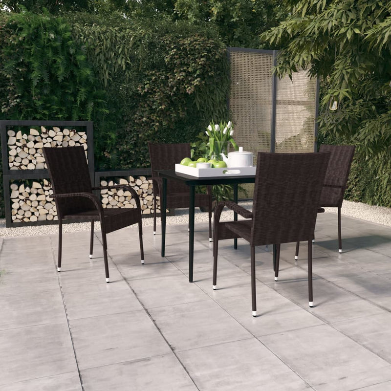 5 Piece Patio Dining Set Brown and Black