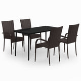 5 Piece Patio Dining Set Brown and Black