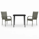 3 Piece Patio Dining Set Gray and Black