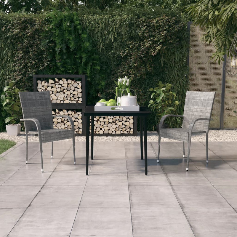 3 Piece Patio Dining Set Gray and Black