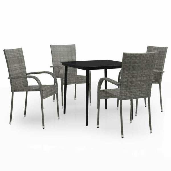 5 Piece Patio Dining Set Gray and Black