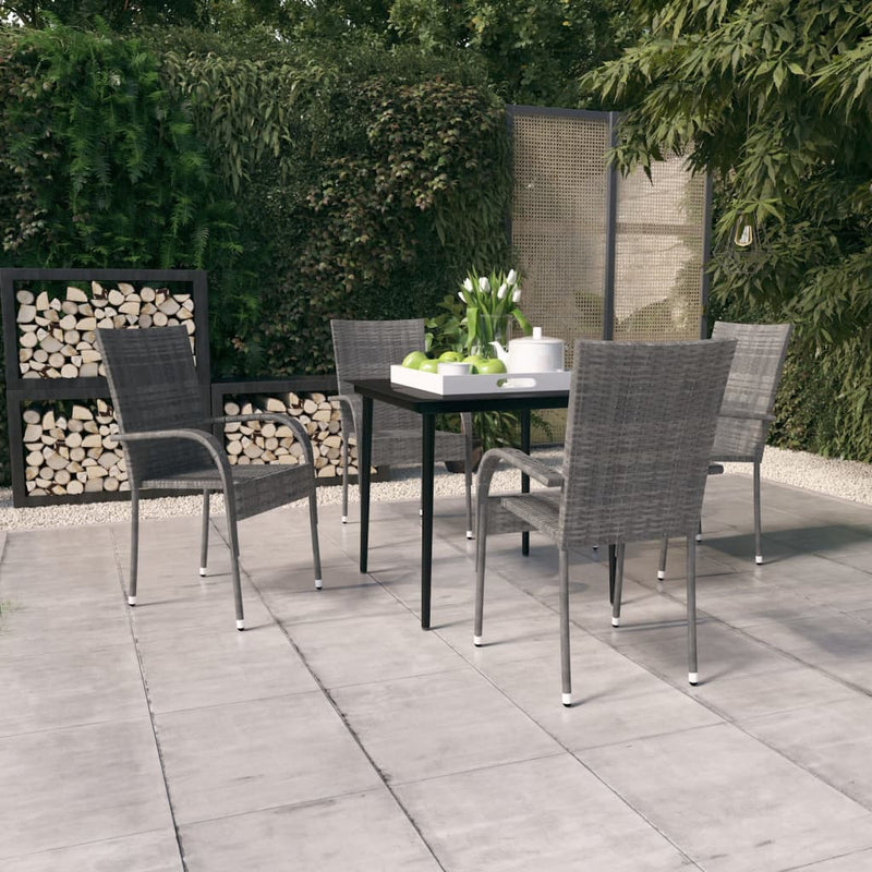 5 Piece Patio Dining Set Gray and Black