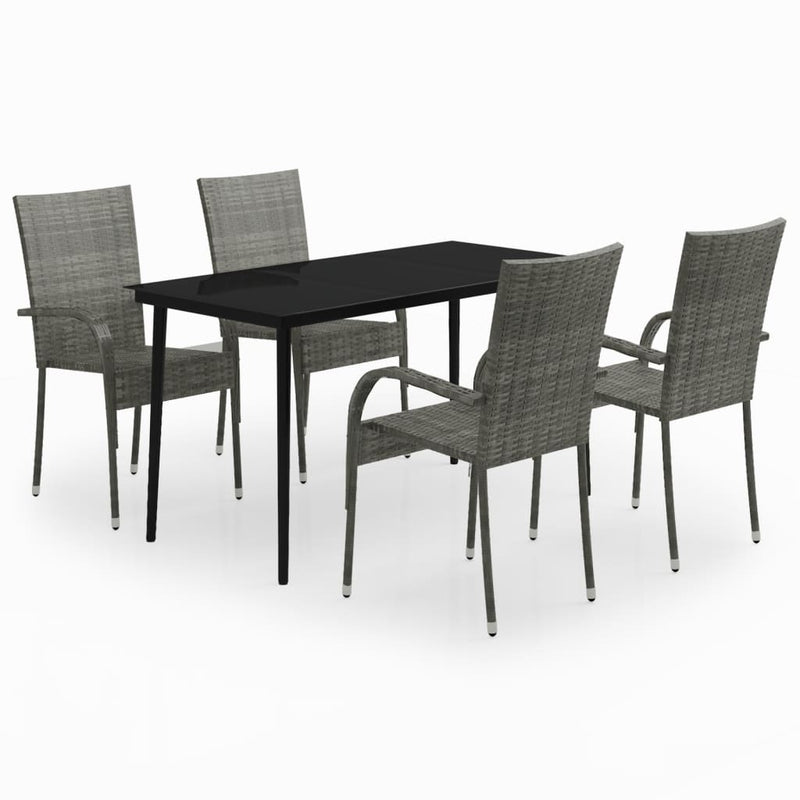 5 Piece Patio Dining Set Gray and Black